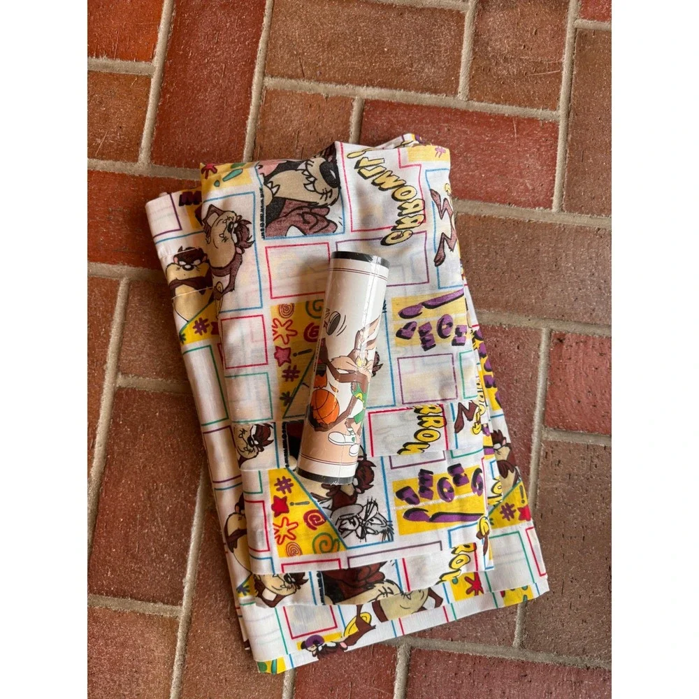 Vintage Looney Tunes Taz Curtain Panel and‎ Space Jam Wallpaper Border Set 90s